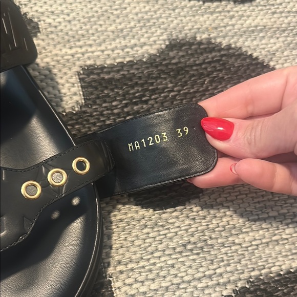 Louis Vuitton “Bom Dia” Black Sandals with Gold Details - Picture 12 of 16